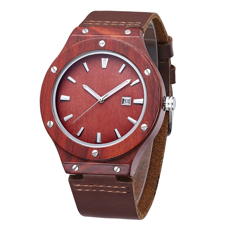 Montre en bois au poignet et meilleur cuir Valentine Couples Montre au poignet