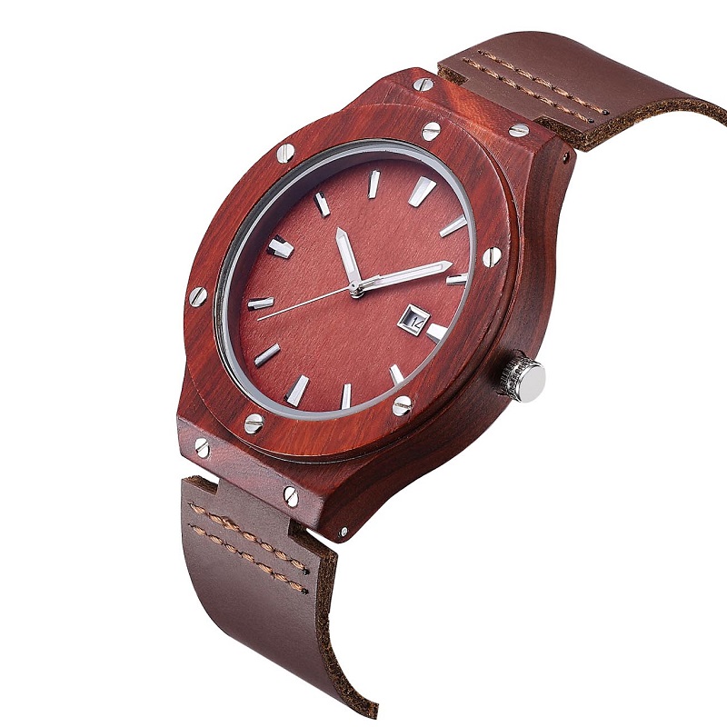 Montre en bois au poignet et meilleur cuir Valentine Couples Montre au poignet