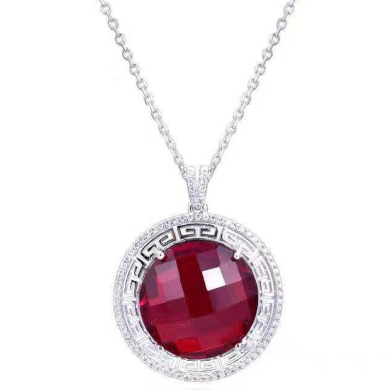 Bijoux de mariage collier de rubis grenat rouge femmes pendentif en cristal