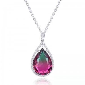 Collier avec pendentif de tourmaline synthétique en argent sterling 925