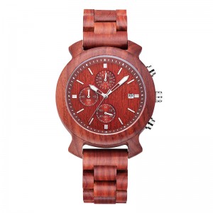 Bande de montre en bois sur mesure avec bracelet en cuir et sandale noire