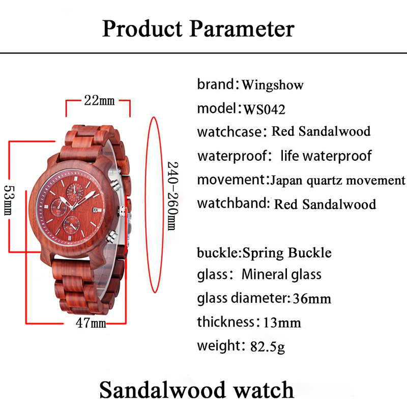 Bande de montre en bois sur mesure avec bracelet en cuir et sandale noire