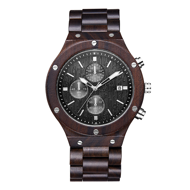 Haut de gamme Boutique Loisirs Unisexe Bricolage Naturel Hommes Femmes Black Sandal Wood Watch