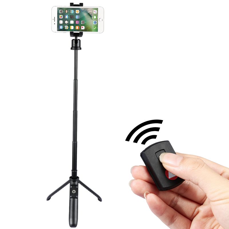 KINGJOY Sticker Mini Selfie 5 sections avec pied repliable pour passer en trépied avec commande Bluetooth