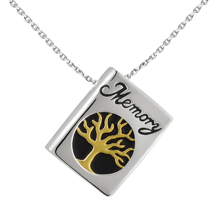 Livre de crémation de mémoire en argent sterling 925 pendentif arbre collier de bijoux