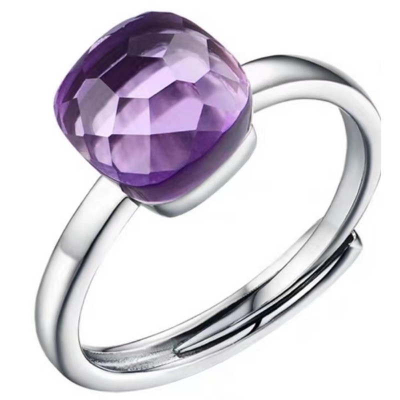 Bagues pour femmes en argent sterling 925 avec améthyste violet violet foncé et champagne