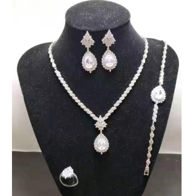 Ensembles de bijoux de mariage pour les mariées Bijoux de mariage indiens cadeaux de mariage 925 zircon cubique en argent sterling pour femmes