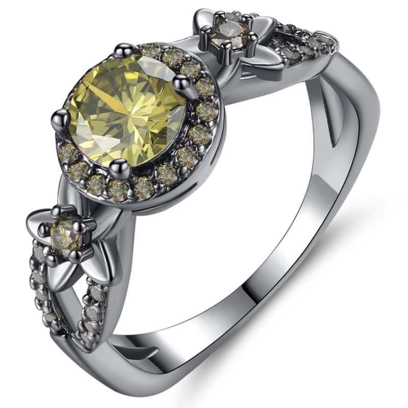 Anneaux or noir femmes bagues améthyste rubis jaune jaune anneaux 925 argent sterling platine or blanc anneaux bijoux pierre de naissance