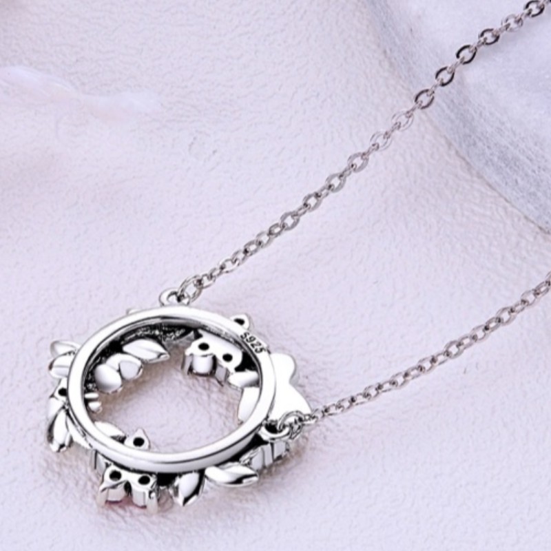 Pendentif coeur en argent sterling 925 zircon cubique avec coeur de papillon doré rose rose