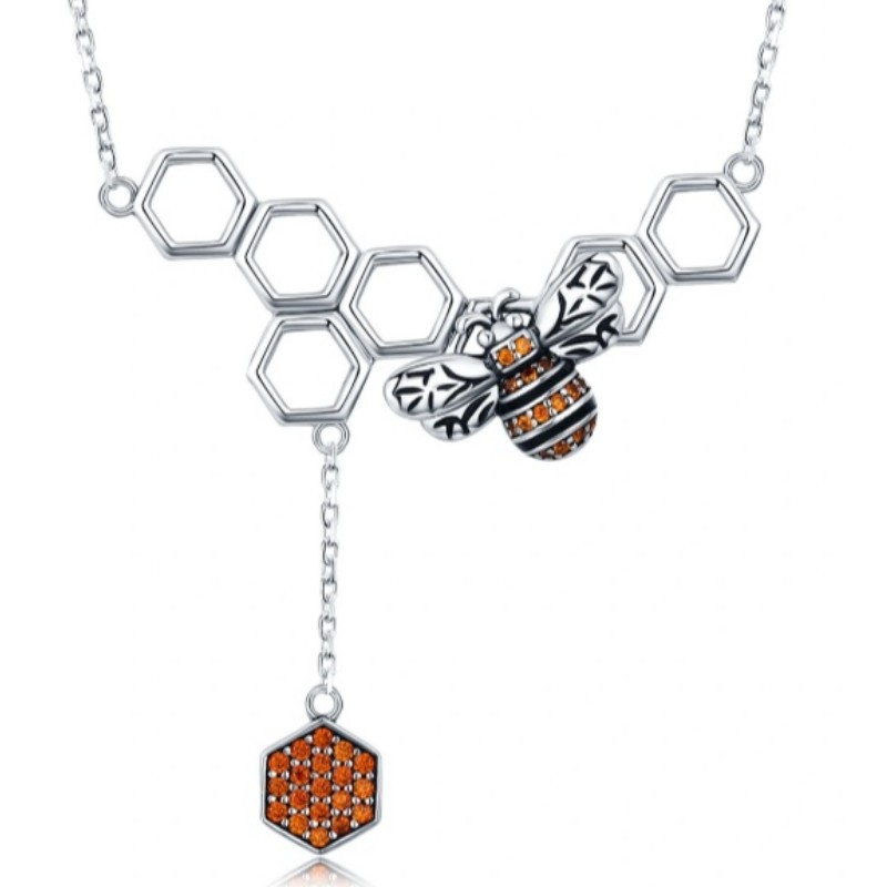 Abeille nid d'abeille en argent sterling 925 pendentif 2020 nouvelle femme