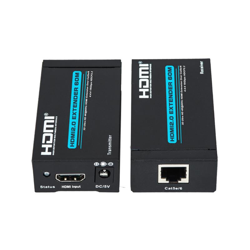 V2.0 HDMI Extender 60m sur un seul câble supporte un câble cat5e / 6 Ultra HD 4Kx2K @ 60Hz HDCP2.2