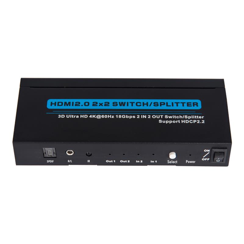 Prise en charge du commutateur V2.0 HDMI 2x2 / Splitter 3D Ultra HD 4Kx2K @ 60Hz HDCP2.2