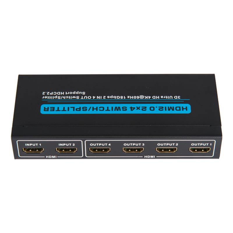 Prise en charge du commutateur / diviseur V2.0 HDMI 2x4 3D Ultra HD 4Kx2K @ 60Hz HDCP2.2