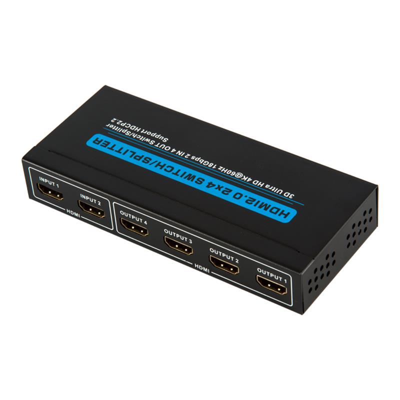 Prise en charge du commutateur / diviseur V2.0 HDMI 2x4 3D Ultra HD 4Kx2K @ 60Hz HDCP2.2