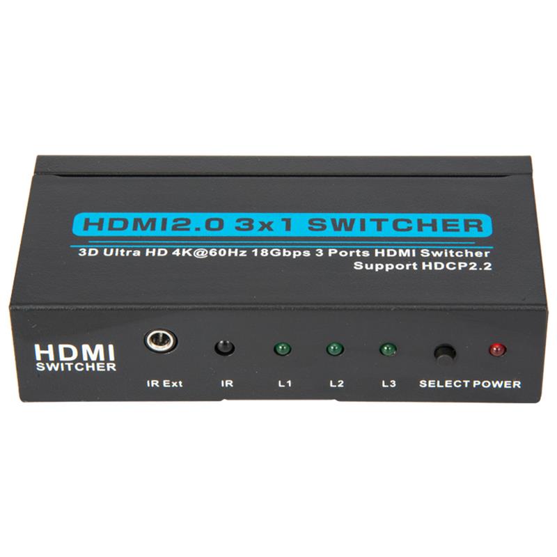 Prise en charge du sélecteur HDMI 3x1 V2.0 3D Ultra HD 4Kx2K @ 60Hz HDCP2.2