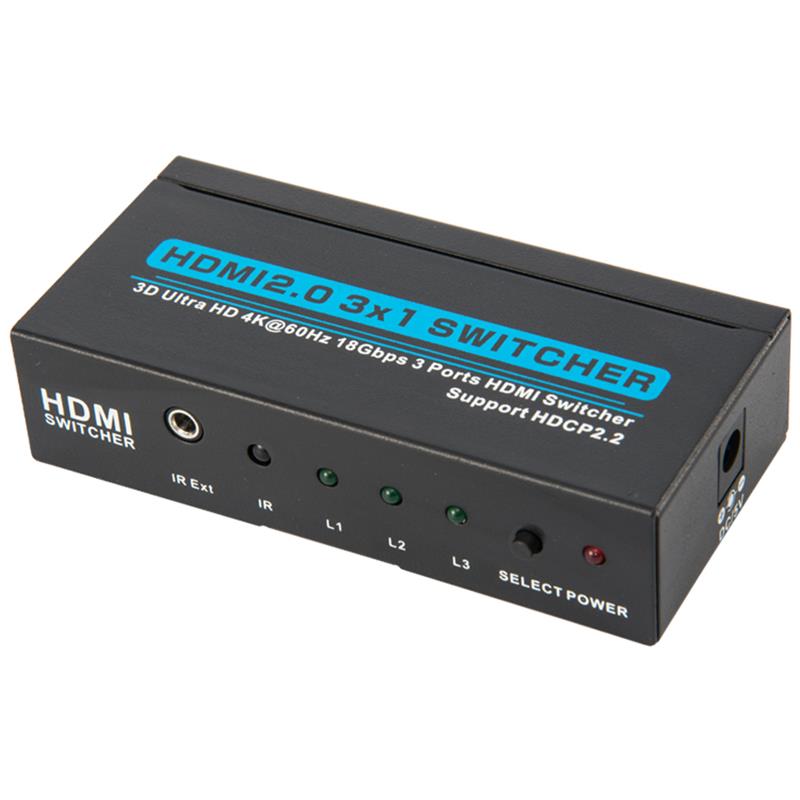 Prise en charge du sélecteur HDMI 3x1 V2.0 3D Ultra HD 4Kx2K @ 60Hz HDCP2.2
