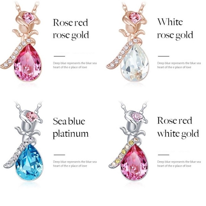 ROSE GOLD ROSE PENDENTIF GEMSTONE CUBIC ZIRCONIA COLLIER COLLIER FEMME 925 ARGENT STERLING 2020