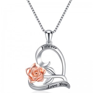 Collier avec déclaration de pendentif coeur rose en argent sterling 925 personnalisé collier gravé design 2020
