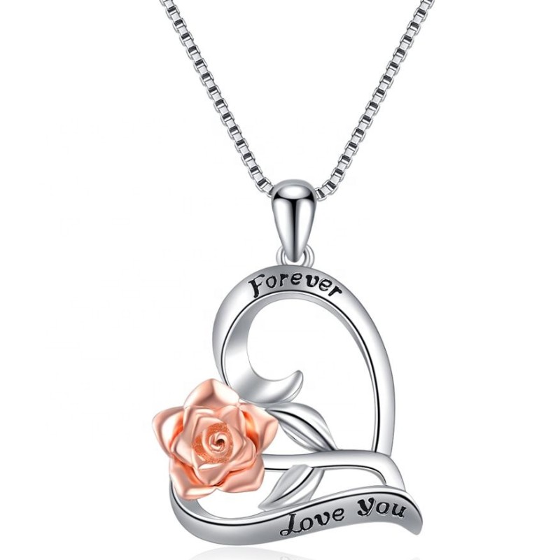 Collier avec déclaration de pendentif coeur rose en argent sterling 925 personnalisé collier gravé design 2020