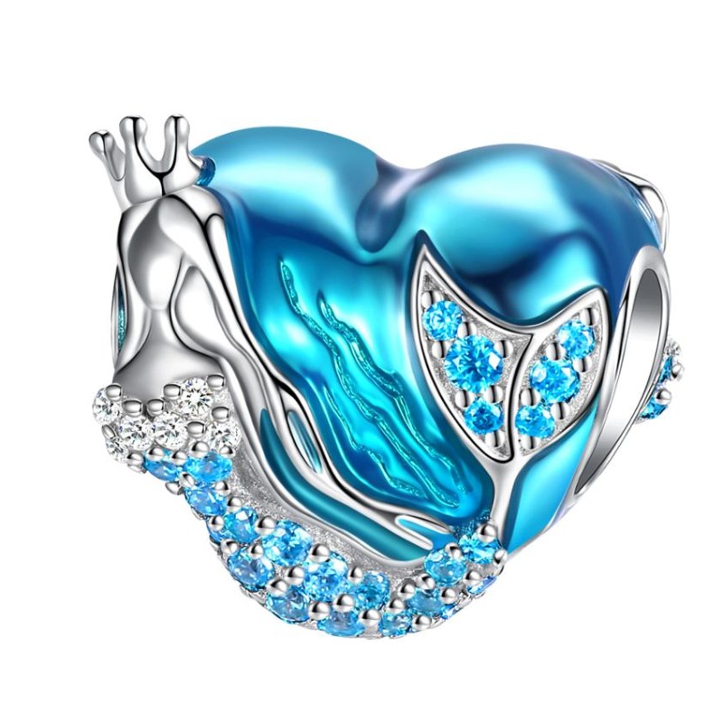 Pendentif coeur de sirène marine en argent sterling 925 avec saphir pour femme