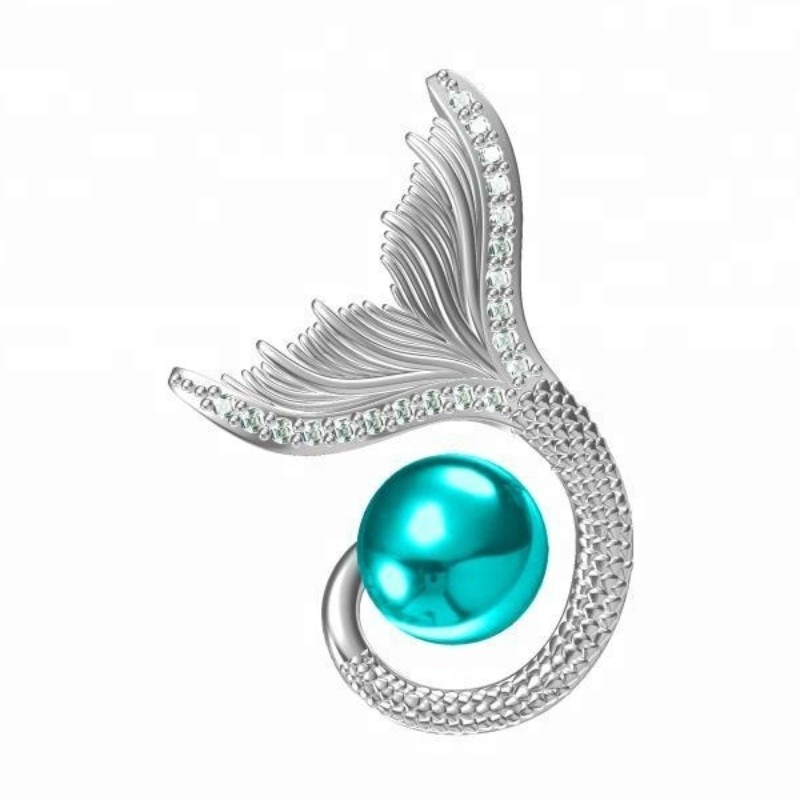 Collier bleu océan avec pendentif pierre de sirène et argent sterling 925