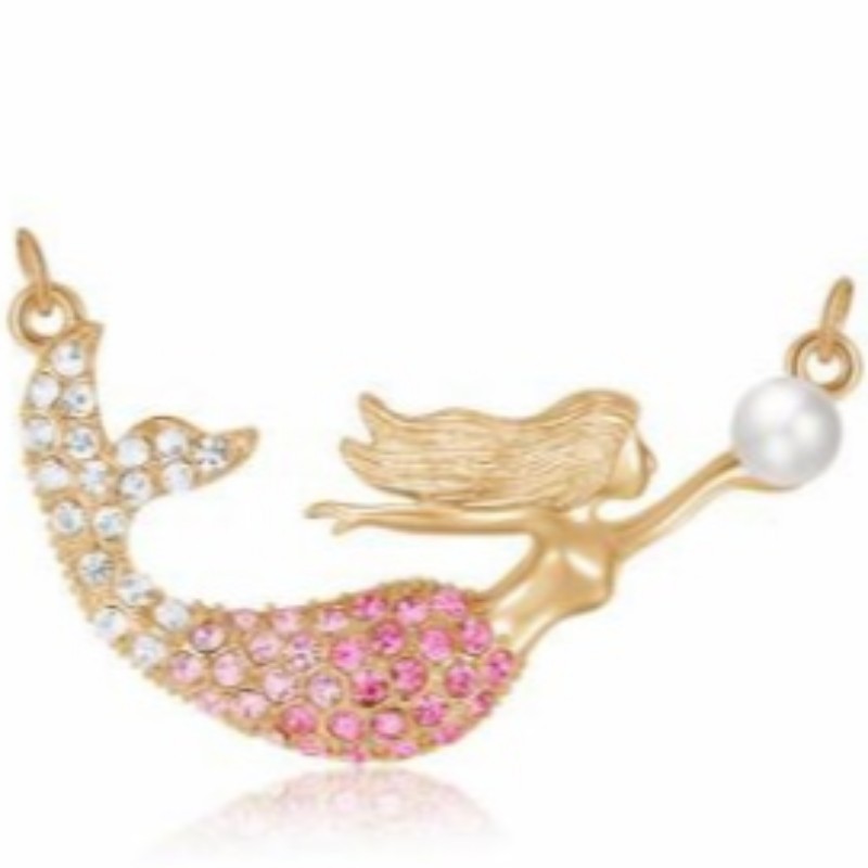 Collier pendentif perle de sirène pour femme Collier en or rose 18 carats en argent sterling 925 avec or 14 carats