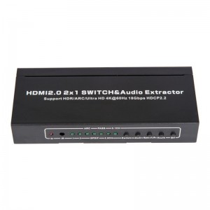 Prise en charge du commutateur HDMI 2x1 V2.0 et de l’extracteur audio ARC Ultra HD 4Kx2K @ 60Hz HDCP2.2 18Gbps