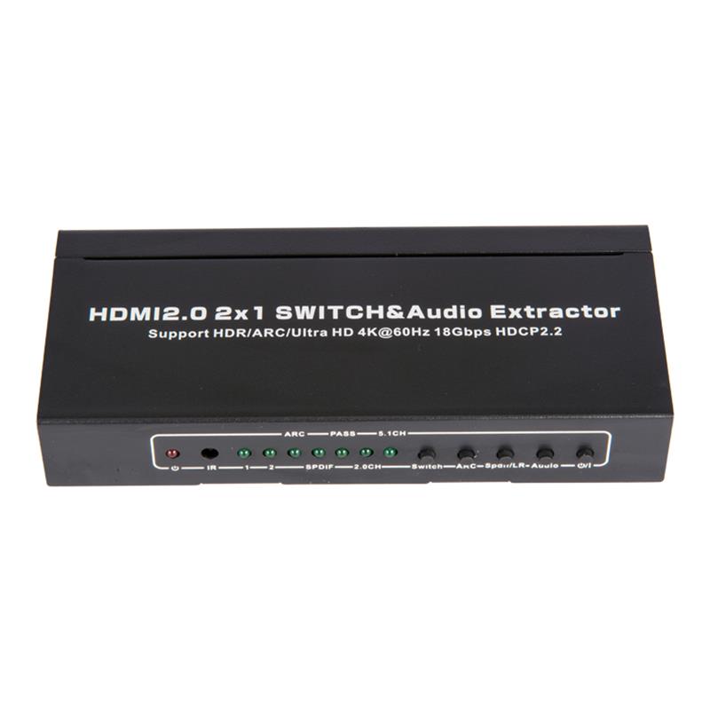 Prise en charge du commutateur HDMI 2x1 V2.0 et de l’extracteur audio ARC Ultra HD 4Kx2K @ 60Hz HDCP2.2 18Gbps