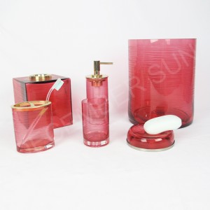 Rayures de gravure rondes avec accessoires de salle de bains en verre égoutté de couleur