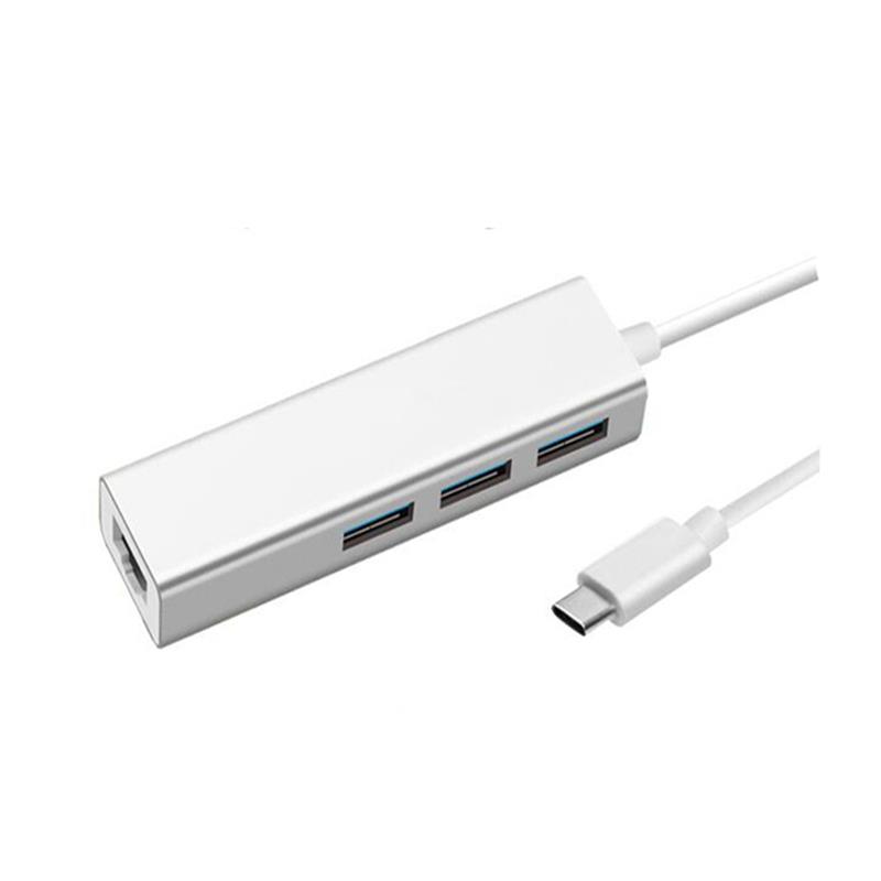 USB Type C vers LAN (1000M) + adaptateur de hub USB 3.0x3