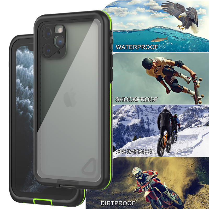Etui étanche pour téléphone portable Etui étanche iphone 11 pro (noir) avec coque arrière transparente