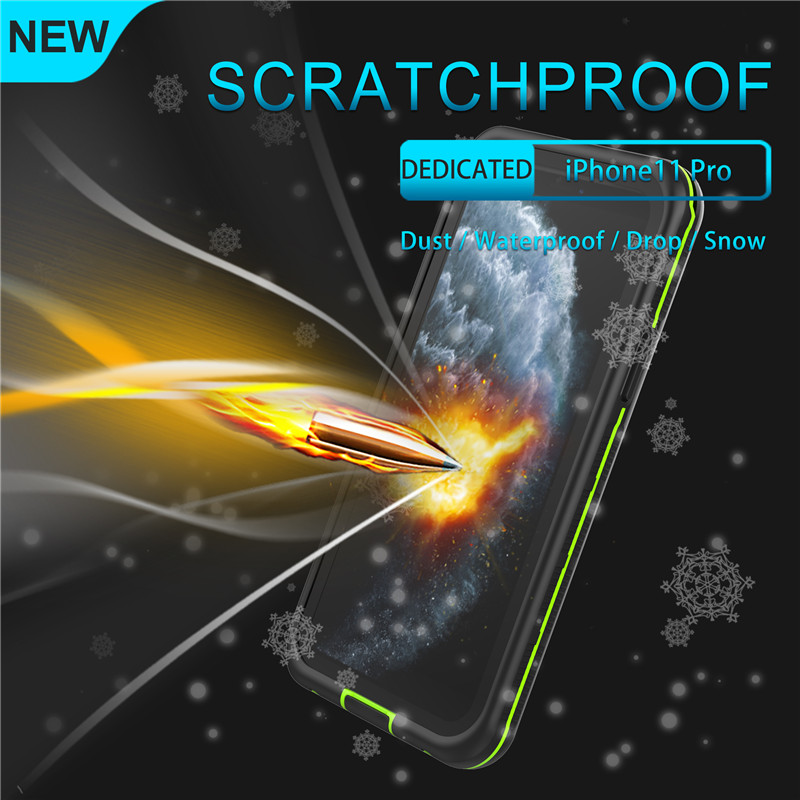 Etui étanche pour téléphone portable Etui étanche iphone 11 pro (noir) avec coque arrière transparente