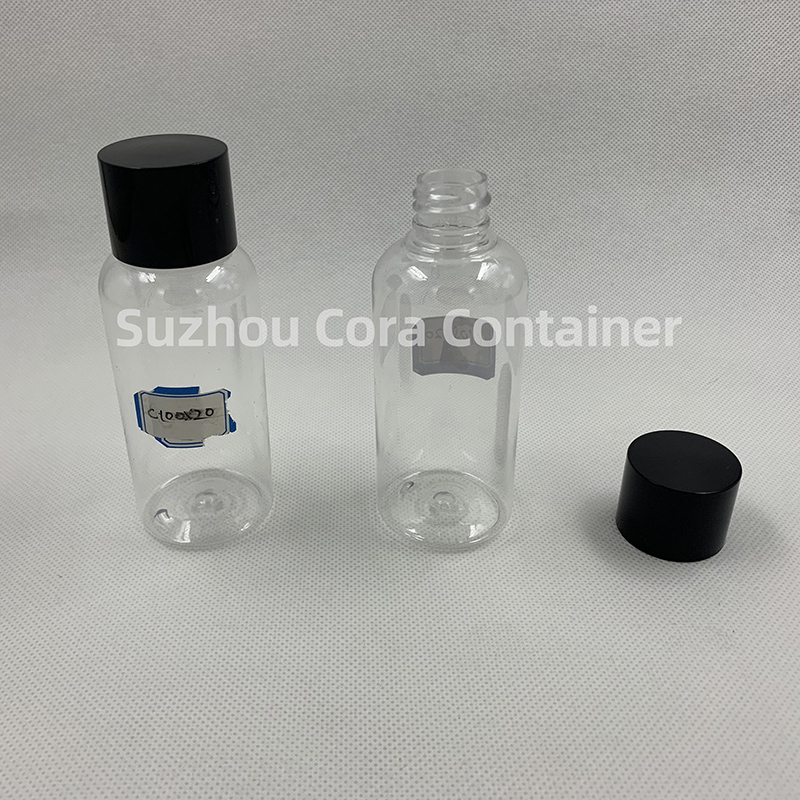 Bouteille de maquillage en plastique PET de 100 ml de taille du cou avec couvercle rotatif
