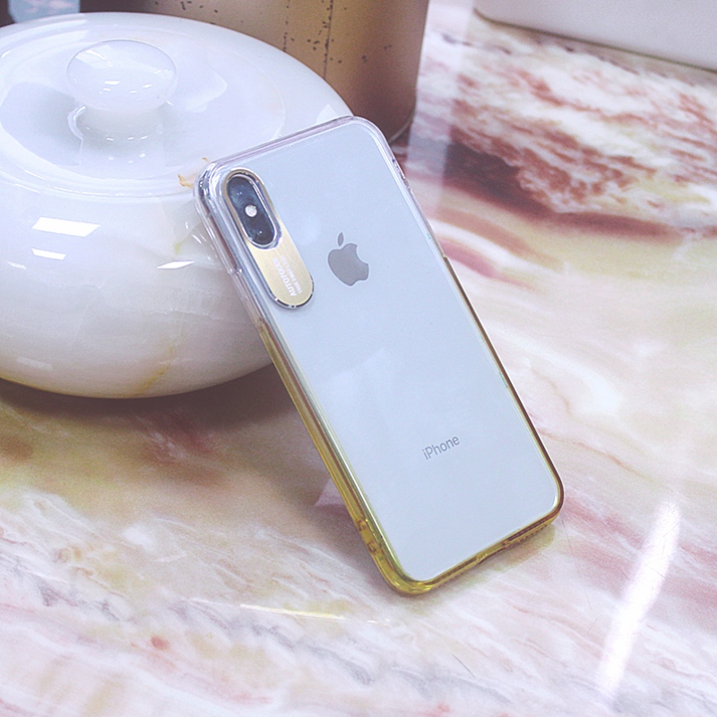 Étui à couleurs changeant progressivement pour iPhone X / XS avec protecteur en métal