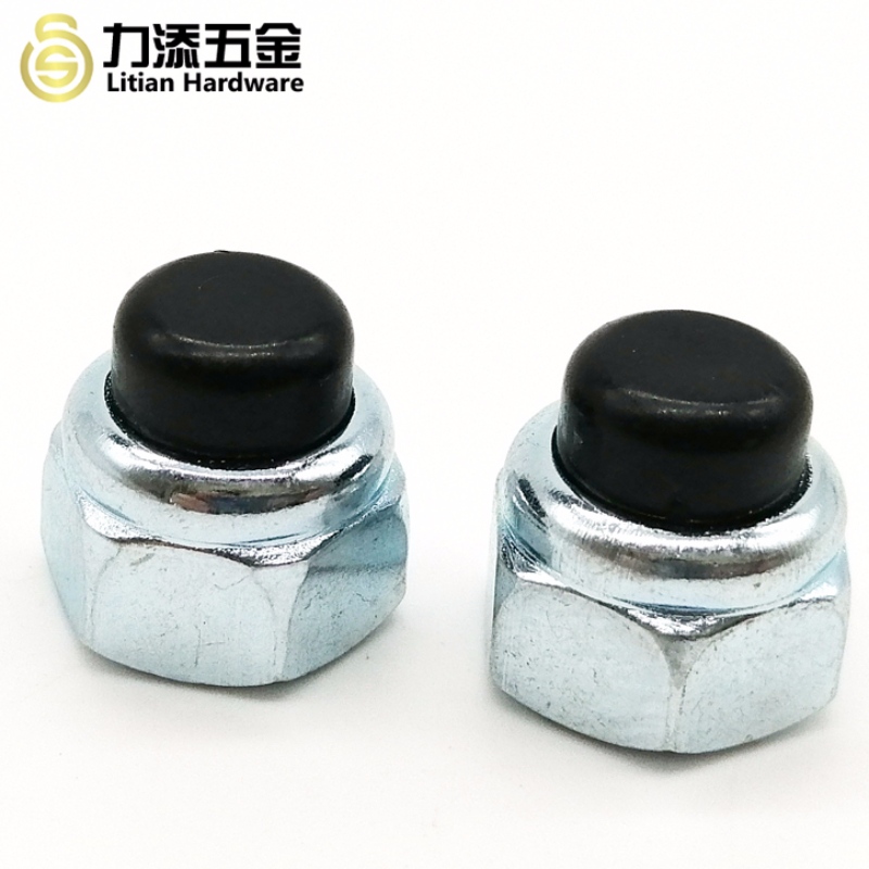 Écrou hexagonal en nylon M3-M12 en acier au carbone à tête noire DIN986