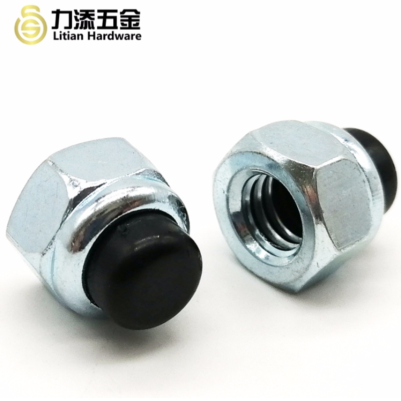 Écrou hexagonal en nylon M3-M12 en acier au carbone à tête noire DIN986