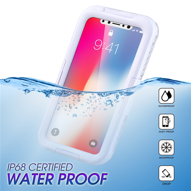 Étui étanche à l'eau et aux chocs pour iphone près de moi sous la caméra de téléphone pour iphone XS White)