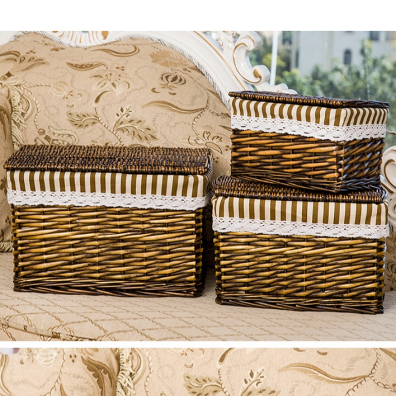 Panier de rangement pour salle de bain avec couvercle