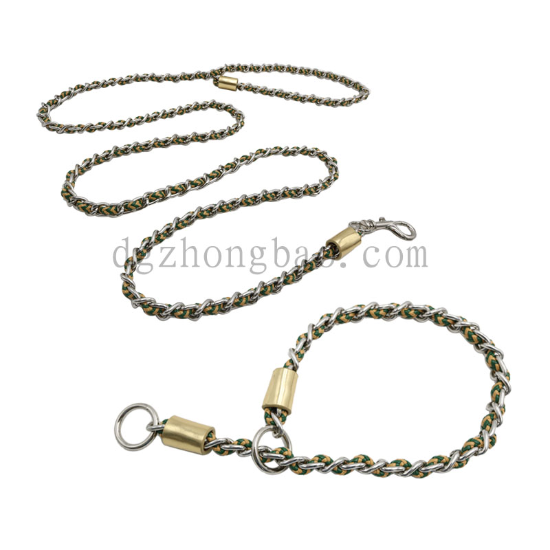 Corde en cuir à travers la chaîne collier de corde de traction résistant à l'abrasion pour animaux de compagnie
