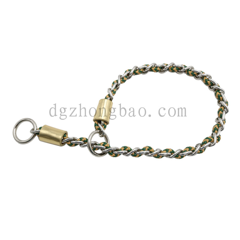 Corde en cuir à travers la chaîne collier de corde de traction résistant à l'abrasion pour animaux de compagnie