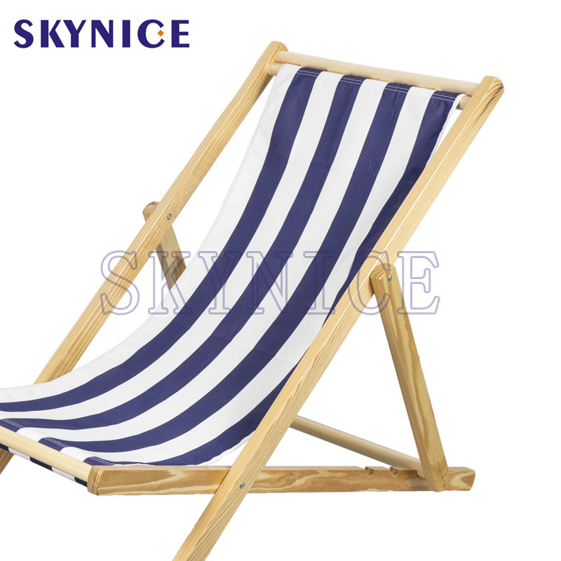 Chaise de plage pliable en plein air en bois de peuplier