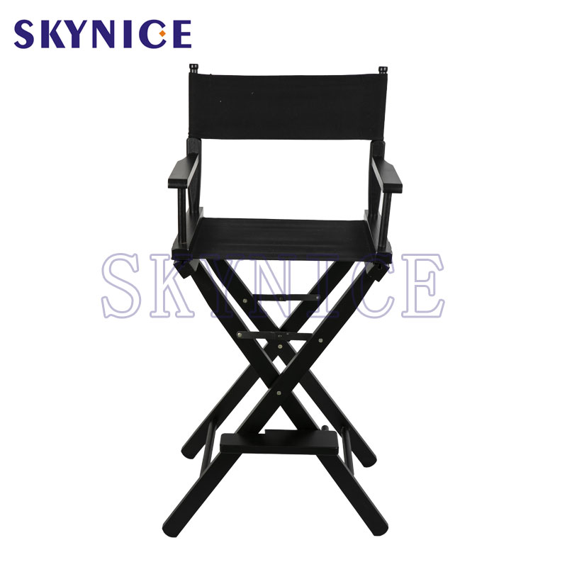 Chaise de directeur pliante en bois durable noire de barre