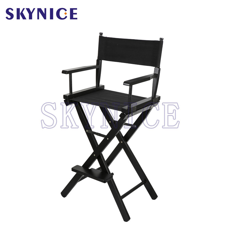 Chaise de directeur pliante en bois durable noire de barre