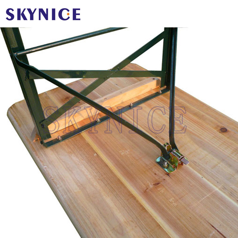 Table de bière pliante en bois extérieur solide avec banc de bière