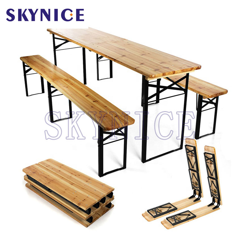 Vente chaude bancs en bois Dinning Beer Table Set