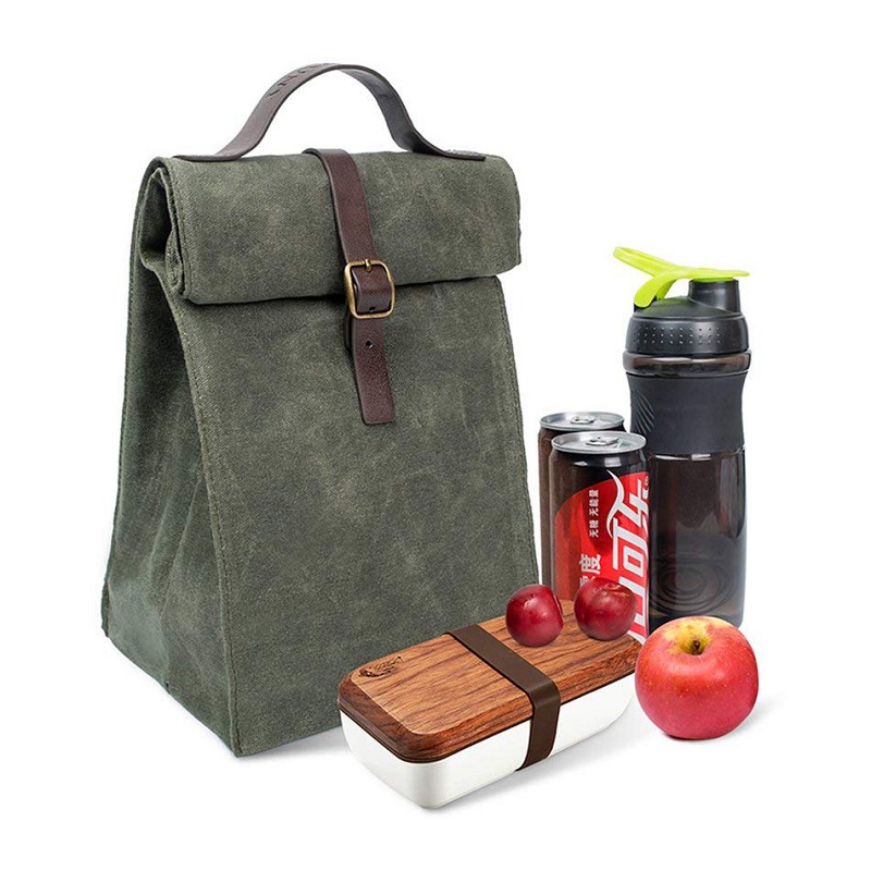 SGC29 Personnalisé Facile Transporter Voyage Conception Vintage Isolé Ciré Sac À Lunch En Toile Fourre-Tout Réutilisable Sac À Sandwich Refroidisseur Thermique