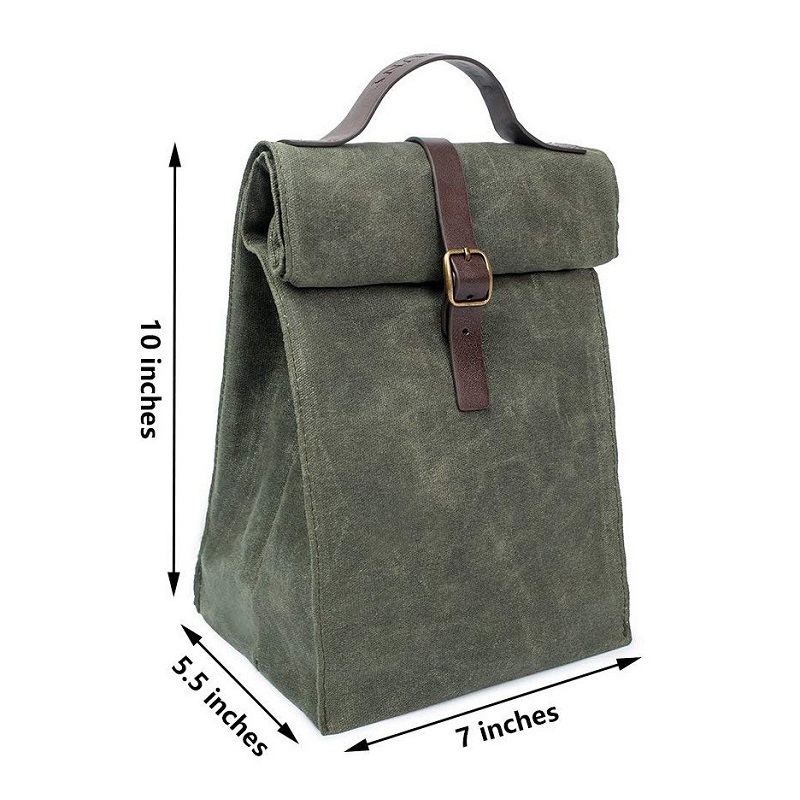 SGC29 Personnalisé Facile Transporter Voyage Conception Vintage Isolé Ciré Sac À Lunch En Toile Fourre-Tout Réutilisable Sac À Sandwich Refroidisseur Thermique