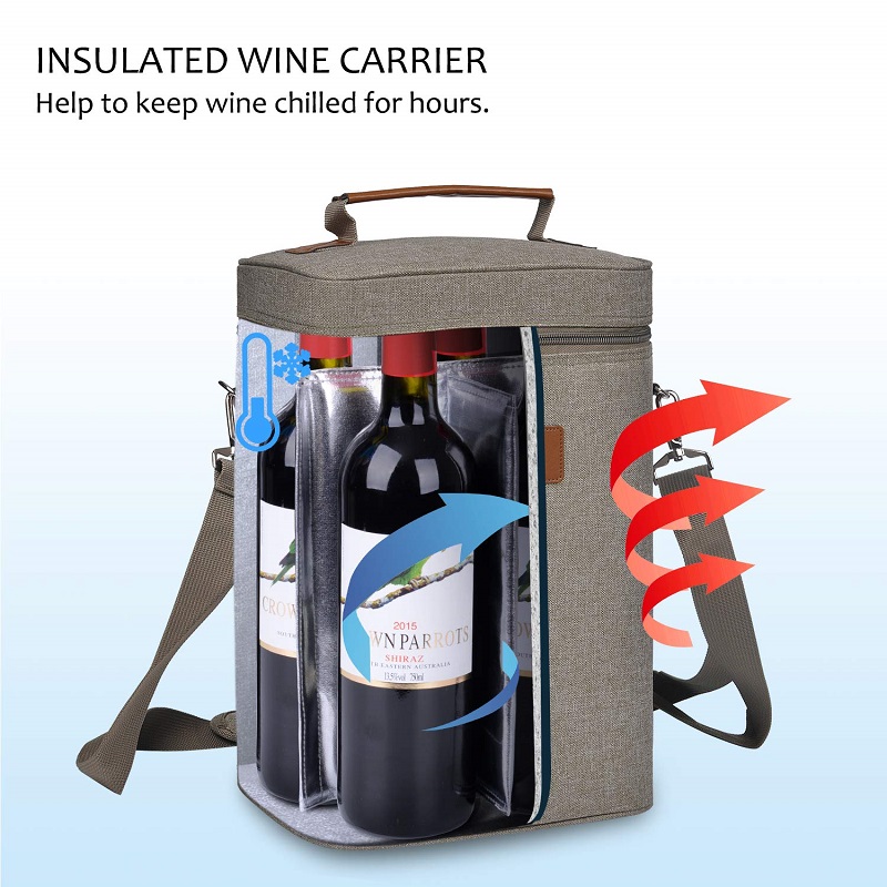 SGC31 Portable 4 bouteilles de transporteur de vin sac fourre-tout Étanche En Aluminium En Aluminium Isolé Fourre-Tout Pique-Nique Déjeuner Sac En Plein Air Protecteur De Vin Refroidisseur Sacs pour Bouteilles
