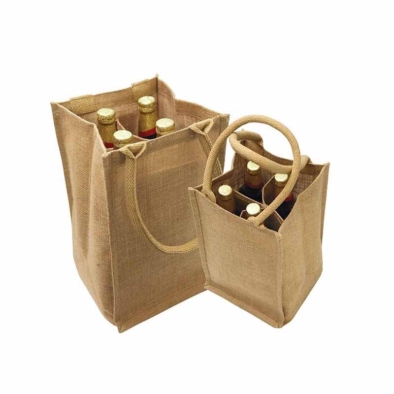 SGS49 Personnalisé Imprimé Pas Cher Prix Lin Jute Chanvre Cordon Pochettes Bière Vin Bouteille Sac