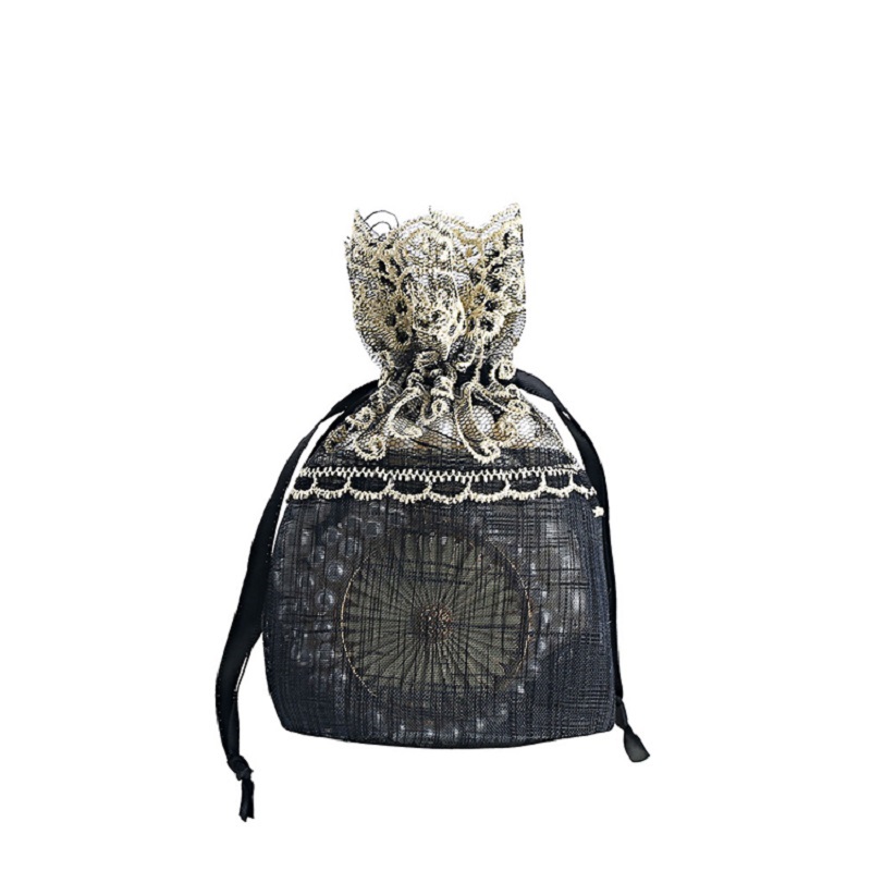 SGS58 Noir Organza Poche Pour Bijoux Cosmétique Promotionnel Sac D'emballage Cadeau Cordon Sac Organza Sac